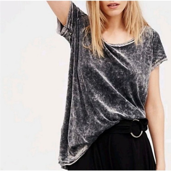 Free People Tops - Free People womens Doran washed velvet top gray oversized slouchy boho medium